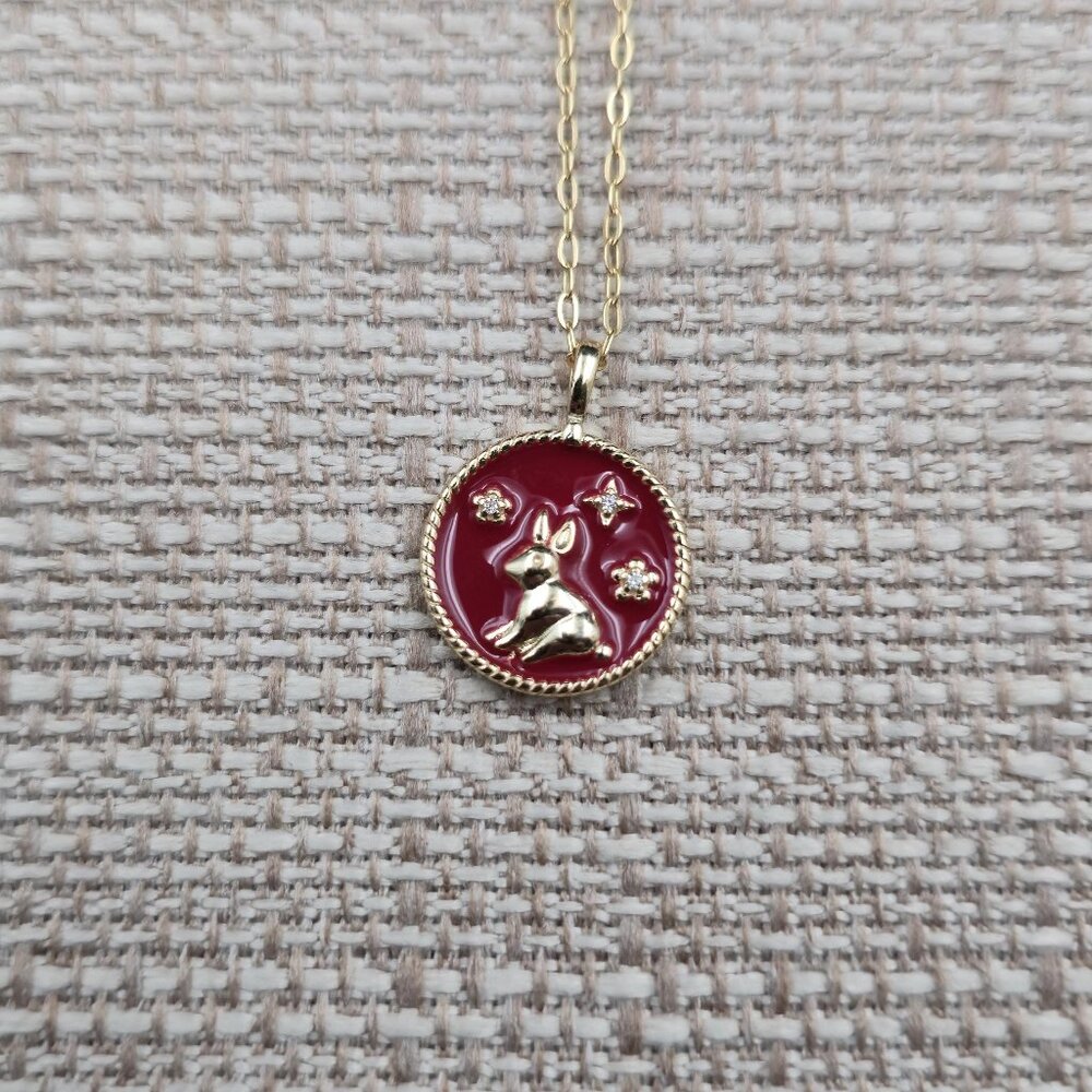 18 Inch Gold Over Sterling Chinese Zodiac Year of the Rabbit Necklace A7192